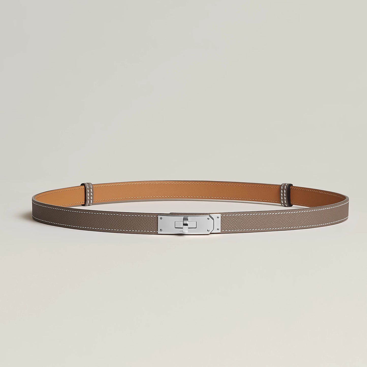 Kelly 18 belt Étoupe color Palladium plated