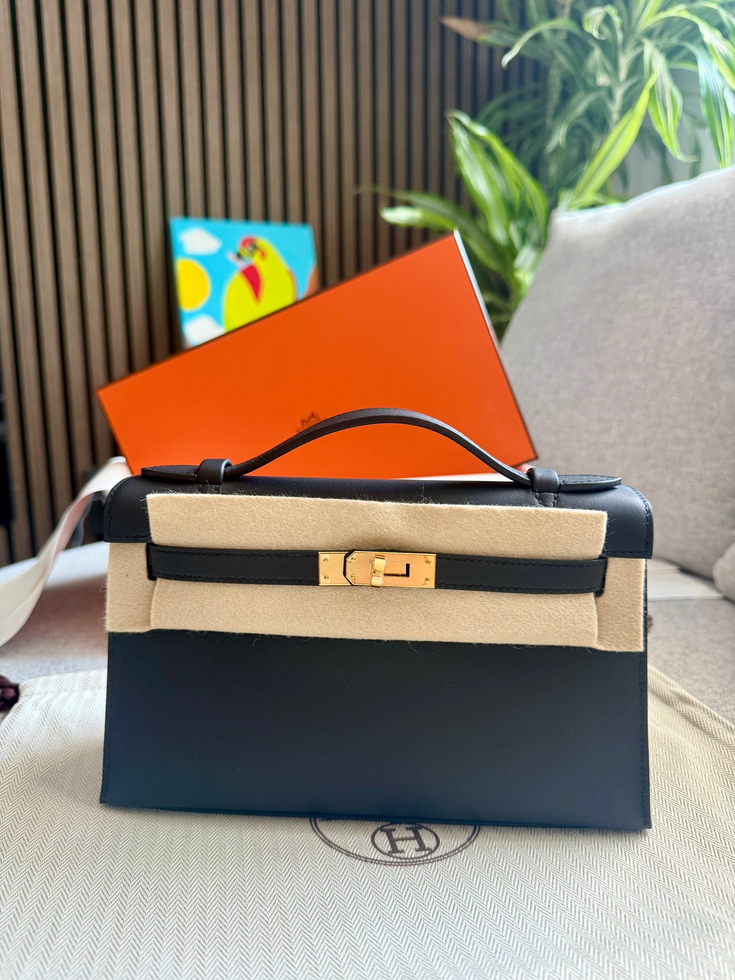 Kelly Pochette Clutch with gold hardware