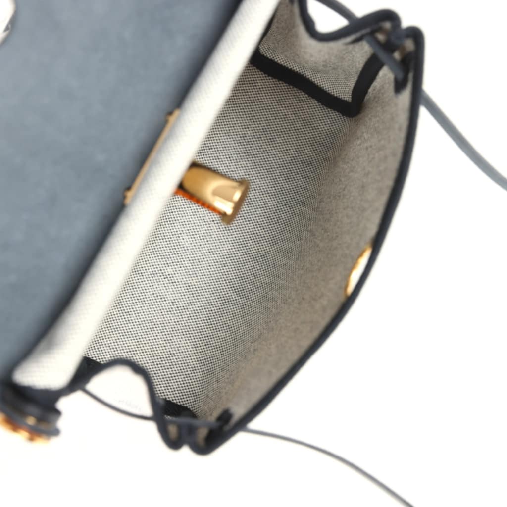 Herbag Zip 20 Mini Ecru and Black Toile H Canvas and Black Vache Hunter Gold Hardware