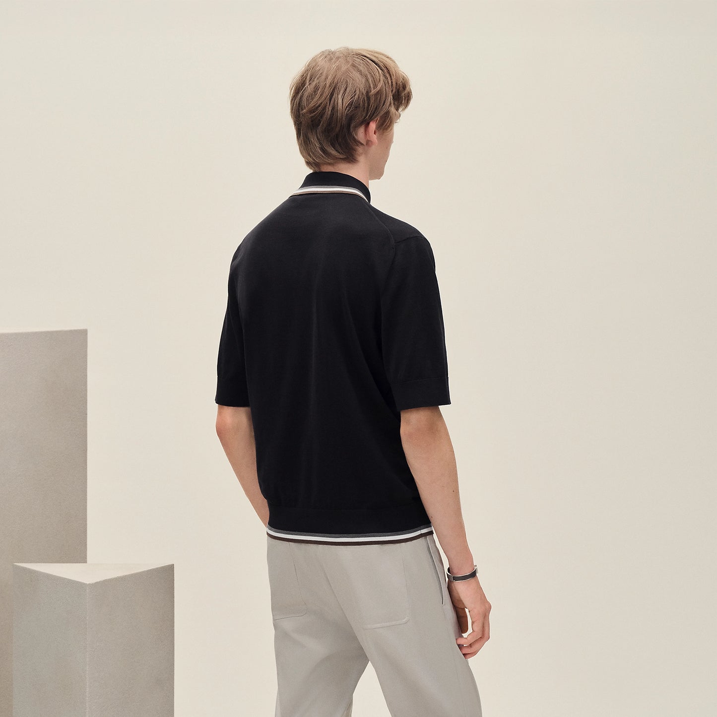 "Rayures & Twist" polo shirt - Noir