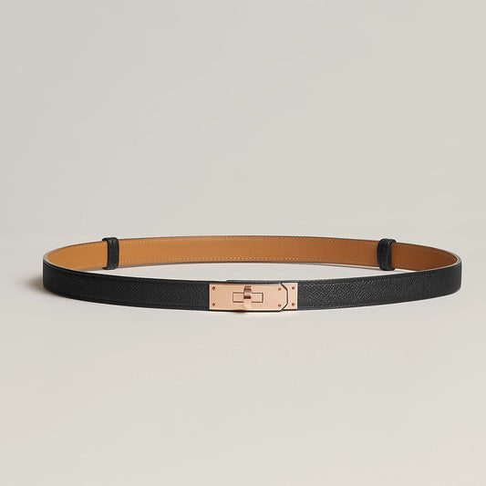 Kelly 18 belt Black color Rose gold plated