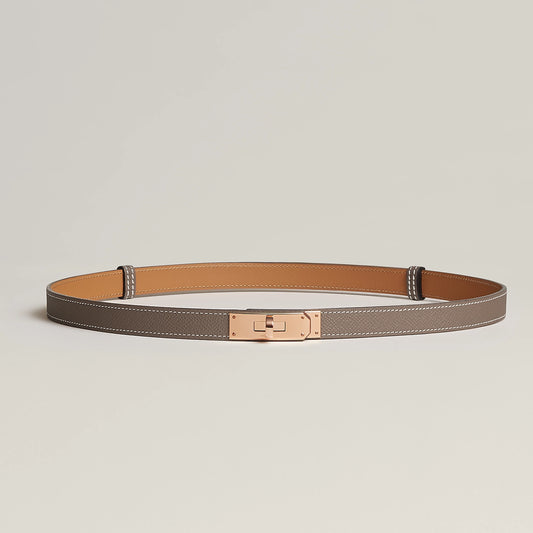 Kelly 18 belt Étoupe color Rose gold plated