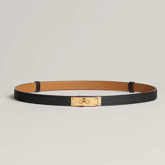 Kelly 18 belt Black color Yellow gold plated