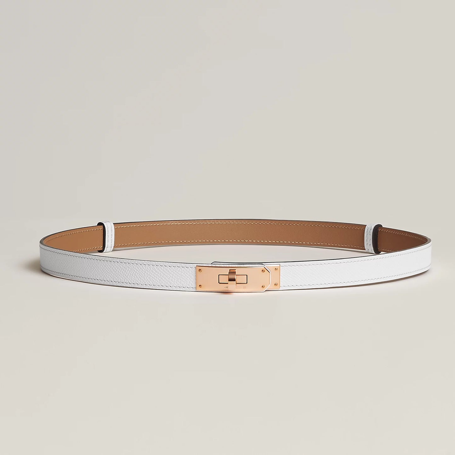 Kelly 18 belt Blanc color Rose gold plated
