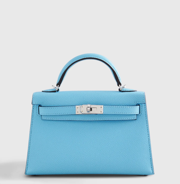 Kelly II Sellier Mini Bleu Celeste Epsom with Palladium Hardware