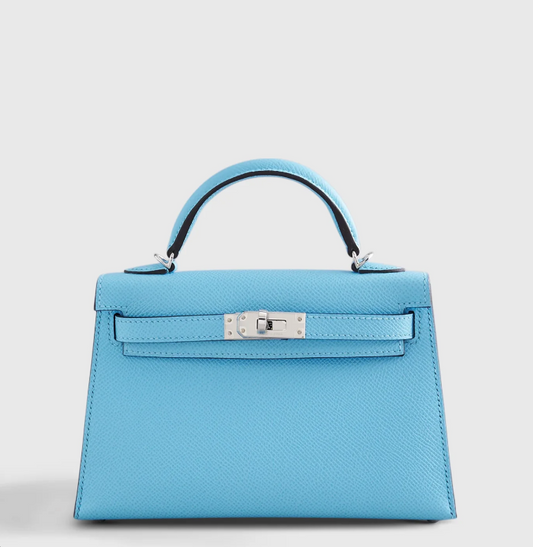 Kelly II Sellier Mini Bleu Celeste Epsom with Palladium Hardware