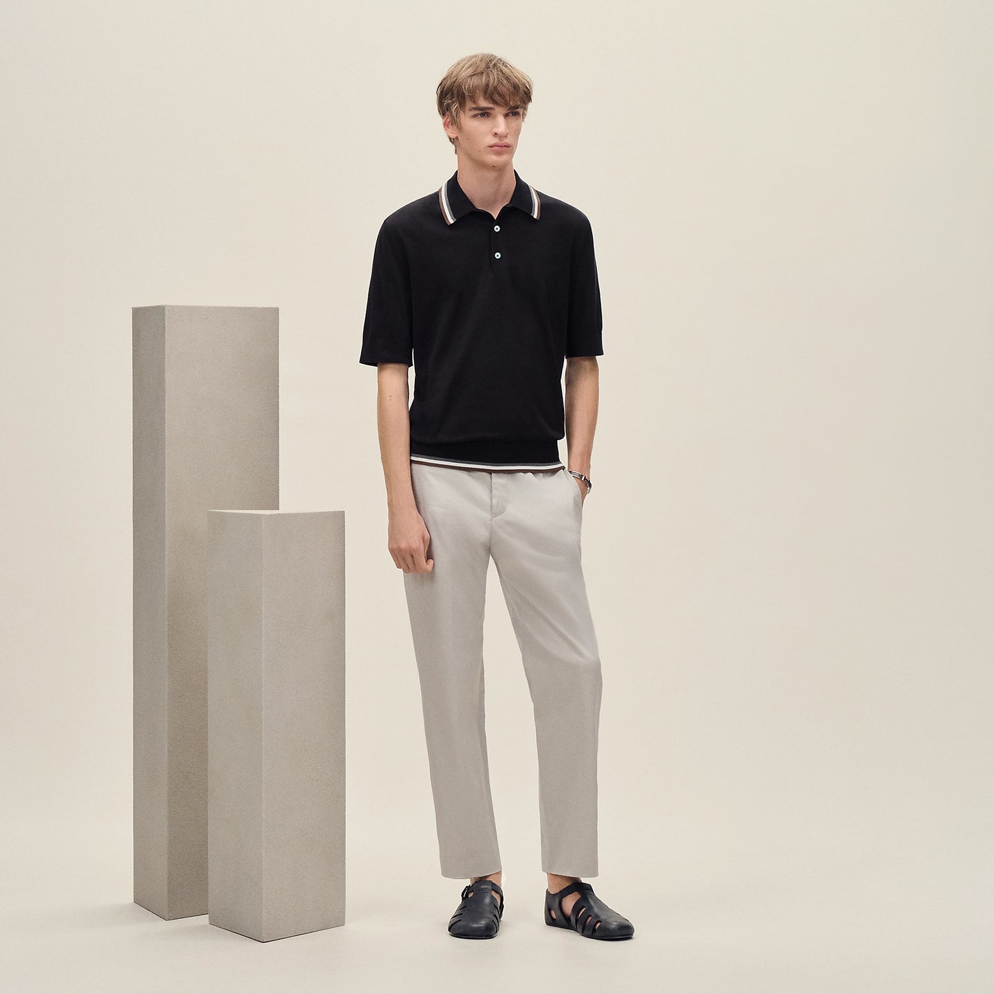 "Rayures & Twist" polo shirt - Noir