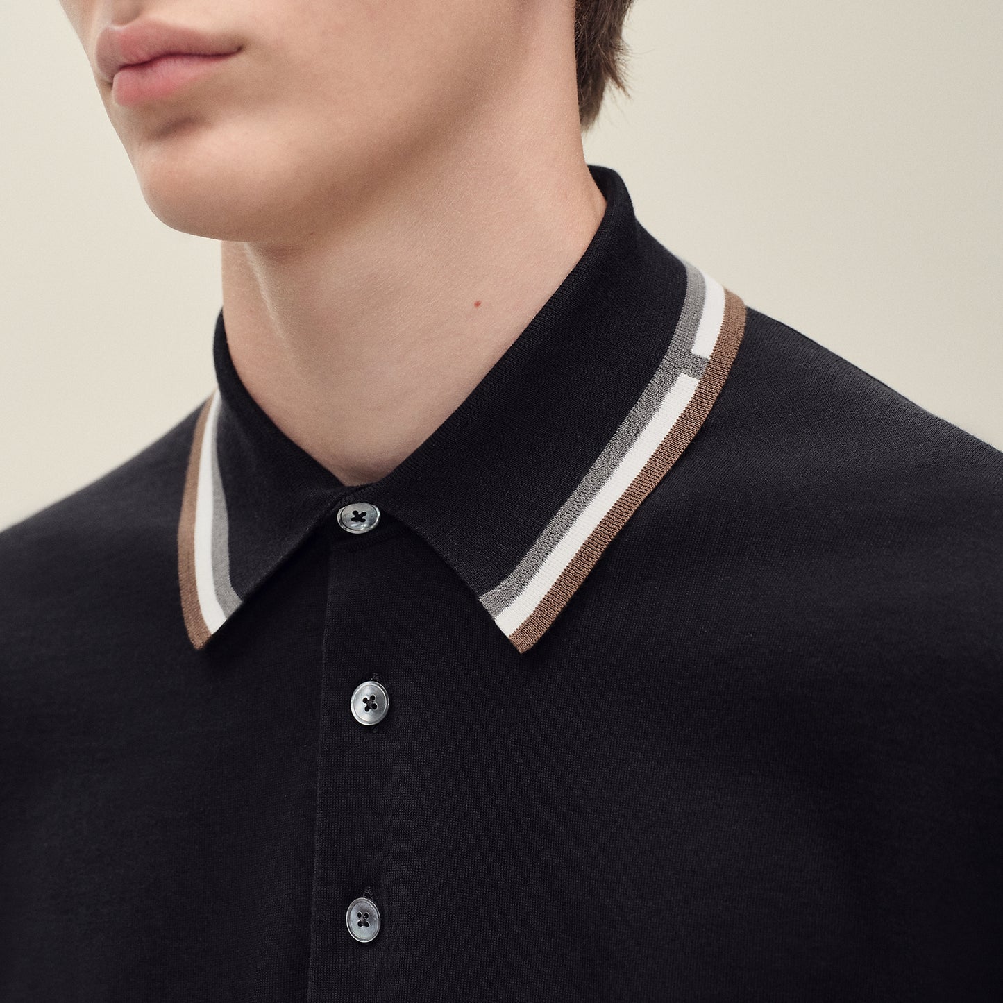 "Rayures & Twist" polo shirt - Noir