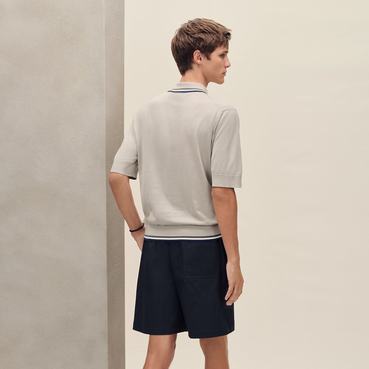 "Rayures & Twist" polo shirt - Mastic