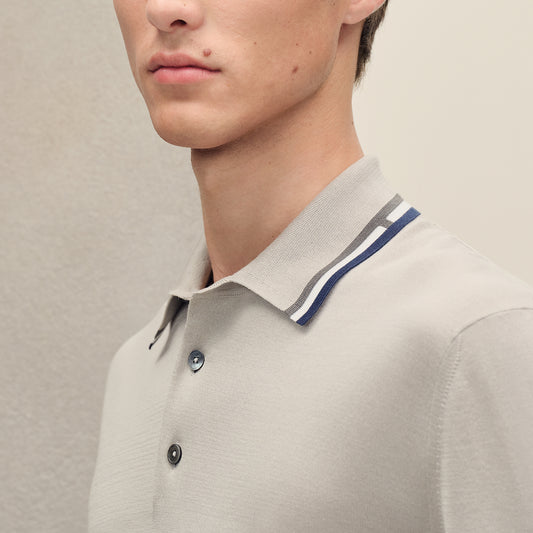 "Rayures & Twist" polo shirt - Mastic